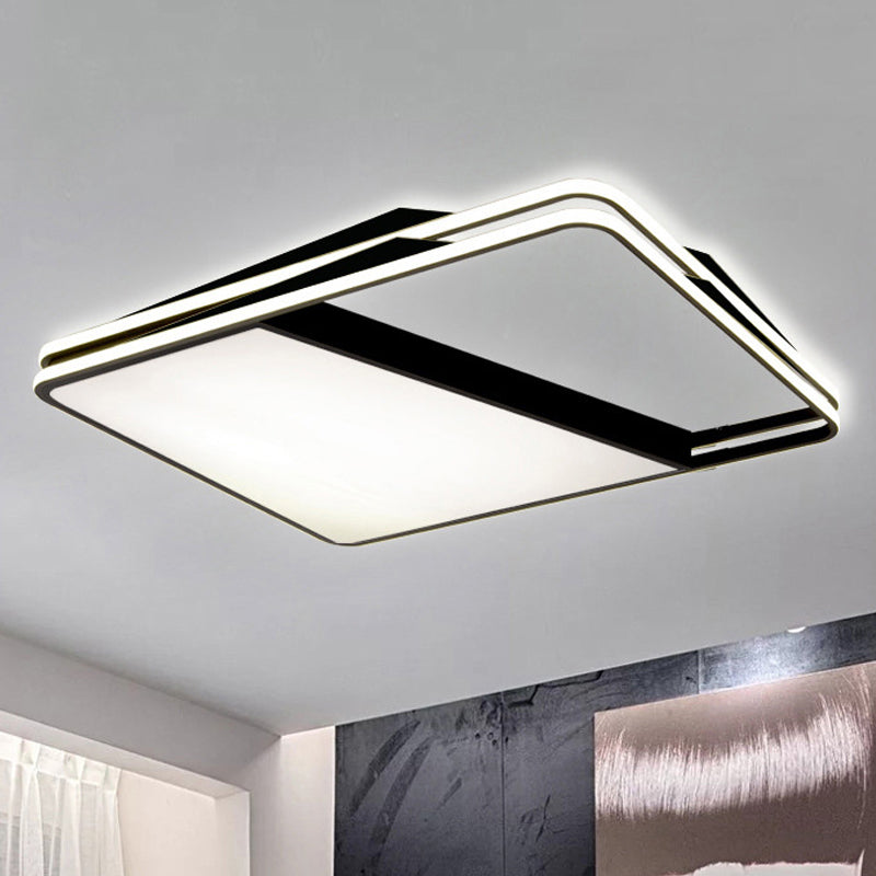 Modern Splicing Trapezoid Flush Ceiling Light - Metal Led Fixture In White/Warm 23.5’/35.5’