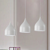 Modern Metal 3-Light Pendant In Black/White With Round/Linear Canopy White / Linear