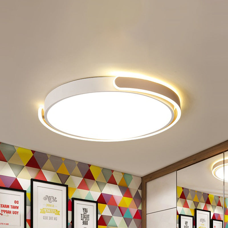 Modern Led Flush Ceiling Light With Acrylic Shade In Black/White/Champagne 15/19/23 Diameter -