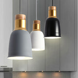 Nordic Metal Pendant Ceiling Light With Bell Hanging Design In Black/Grey/White - 1