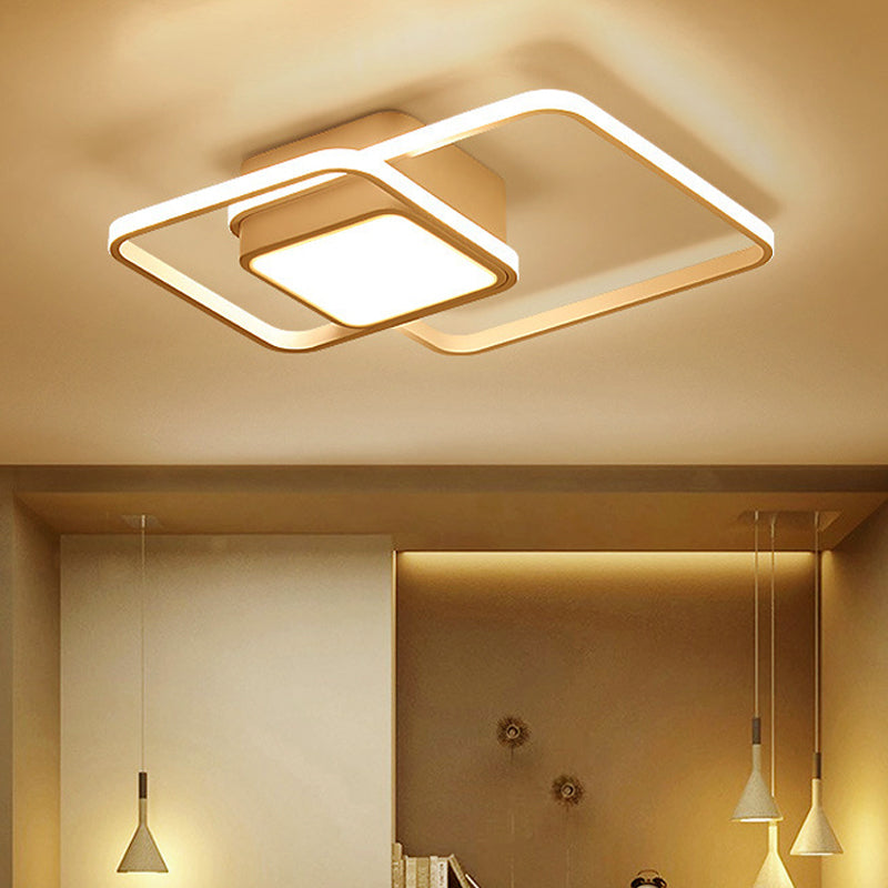 Modern Led Acrylic Ceiling Light - Square And Block Design 18/21.5/25.5 Wide Flush Mount