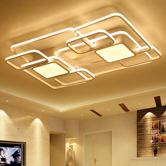 Modern Led Acrylic Ceiling Light - Square And Block Design 18’/21.5’/25.5’ Wide Flush Mount