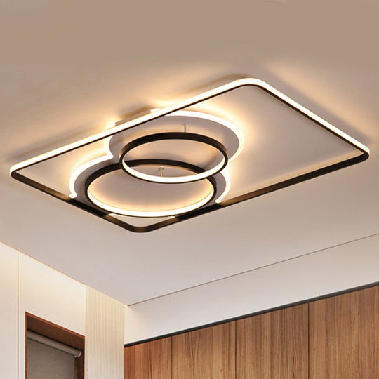 Geometric Metal Ceiling Mounted Led Flush Lamp Modern Lighting (White/Warm) - 35.5’/39’ Wide