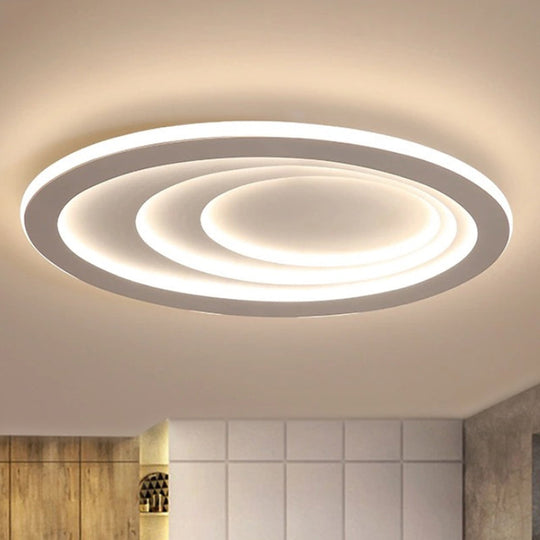 Modern Oval Living Room Ceiling Lamp - Acrylic Led Flush Mount Adjustable Width