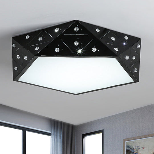Modern Geometric Flushmount Nordic Led Light - Crystal Accents Black/White 16’/19.5’ Wide