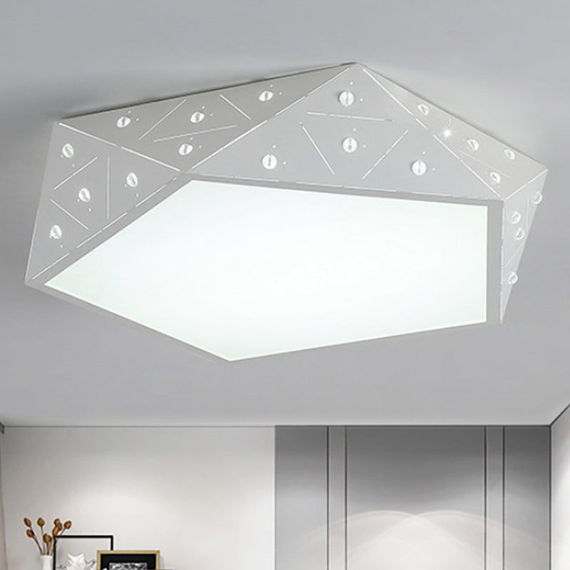 Modern Geometric Flushmount Nordic Led Light - Crystal Accents Black/White 16’/19.5’ Wide