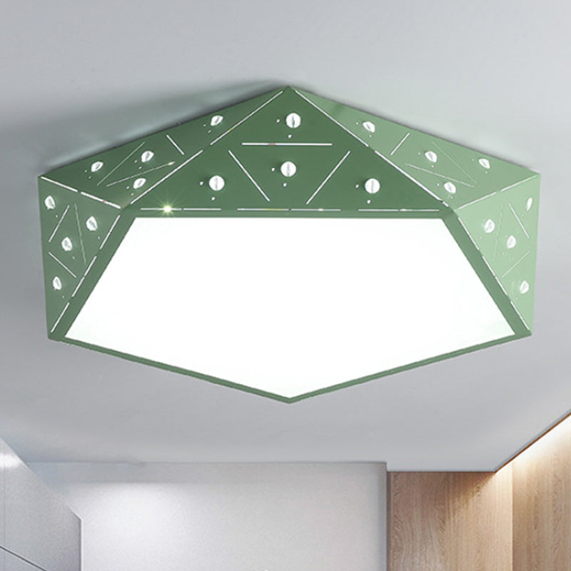 Geometric Acrylic Led Ceiling Light (16’/19.5’ Wide) - Macaron Collection Pink/Blue/Yellow Options