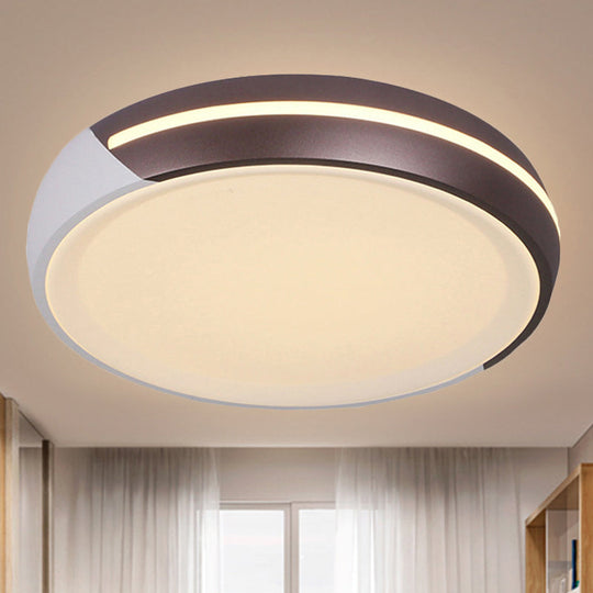 Simplicity Acrylic Brown Led Flush Light Fixture 18’/21.5’ Dia Round Warm/White / 18’ Warm