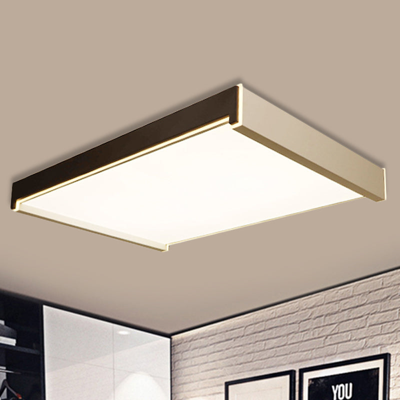 Rectangular Acrylic Led Flush Light - Modern 19.5’/27’/29.5’ Wide White Ceiling Fixture With