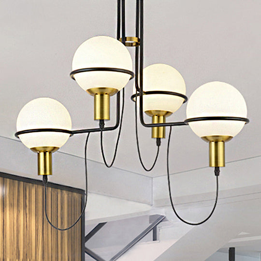 Contemporary 2/4 Light Gold Hanging Pendant Chandelier with Clear Glass Shade 4 / Gold