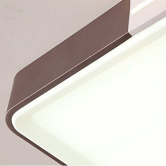 Modern White Led Flush Mount Ceiling Light For Living Room – Square/Rectangular Acrylic Shade
