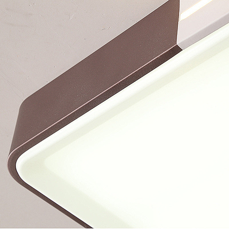 Modern White Led Flush Mount Ceiling Light For Living Room Square/Rectangular Acrylic Shade 19/38
