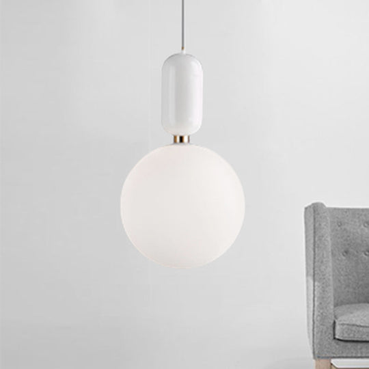 Modern Black/Gold/White Ball Pendant Light With Milky Glass Led - 1 6’/8’/12’ Wide Ceiling Fixture