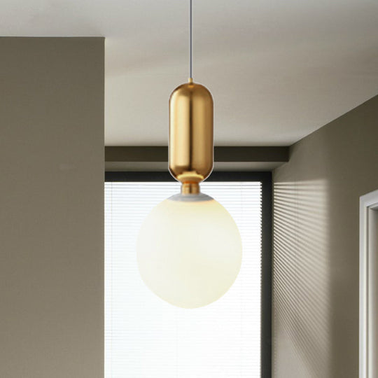 Modern Black/Gold/White Ball Pendant Light With Milky Glass Led - 1 6’/8’/12’ Wide Ceiling Fixture