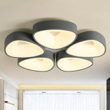 Coconut Shell Flush Light Fixture - Grey Nordic Ceiling Lamp (3/5 Lights) In White/Warm/Natural 5 /