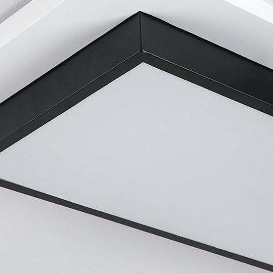 Modernist Led Flush Mount Lamp Black & White 21.5’/35.5’ Wide Metal Ceiling Fixture For Living
