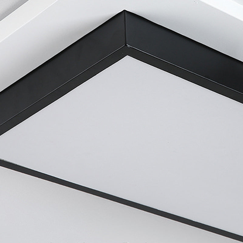 Modernist Led Flush Mount Lamp Black & White 21.5/35.5 Wide Metal Ceiling Fixture For Living Room