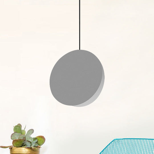 Modern Nordic Style 1-Light Metal Pendant Lamp (8’/12’W) - Black/Grey/White Hanging Ceiling Light