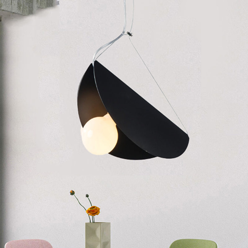 Contemporary Curved Hanging Lighting - 1 Light Metal Pendant For Bedroom Black/Grey