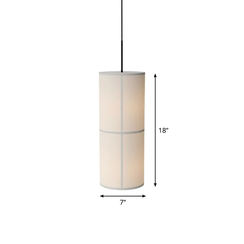 Minimalist White Cylindrical Suspension Lamp - 1 Head Fabric Ceiling Pendant For Dining Room