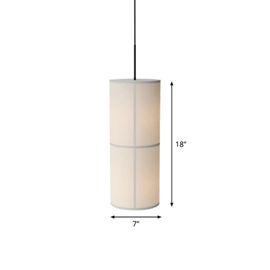 Minimalist White Cylindrical Suspension Lamp - 1 Head Fabric Ceiling Pendant For Dining Room