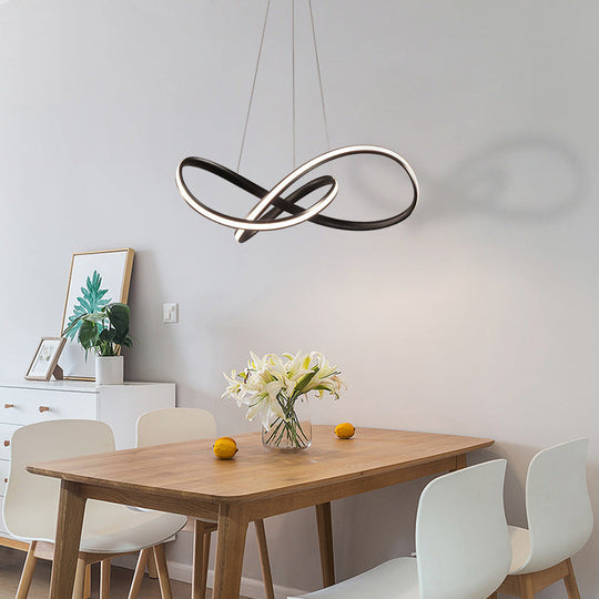 Modern Metal Led Chandelier For Dining Room - Seamless Curve Pendant Light