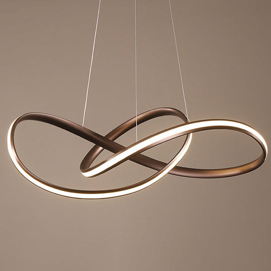 Modern Metal Led Chandelier With Seamless Curve Design For Dining Room Pendant Lighting Coffee /