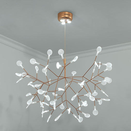 Bronze Designer Led Heracleum Chandelier: Acrylic Living Room Pendant Light Fixture 63 / White