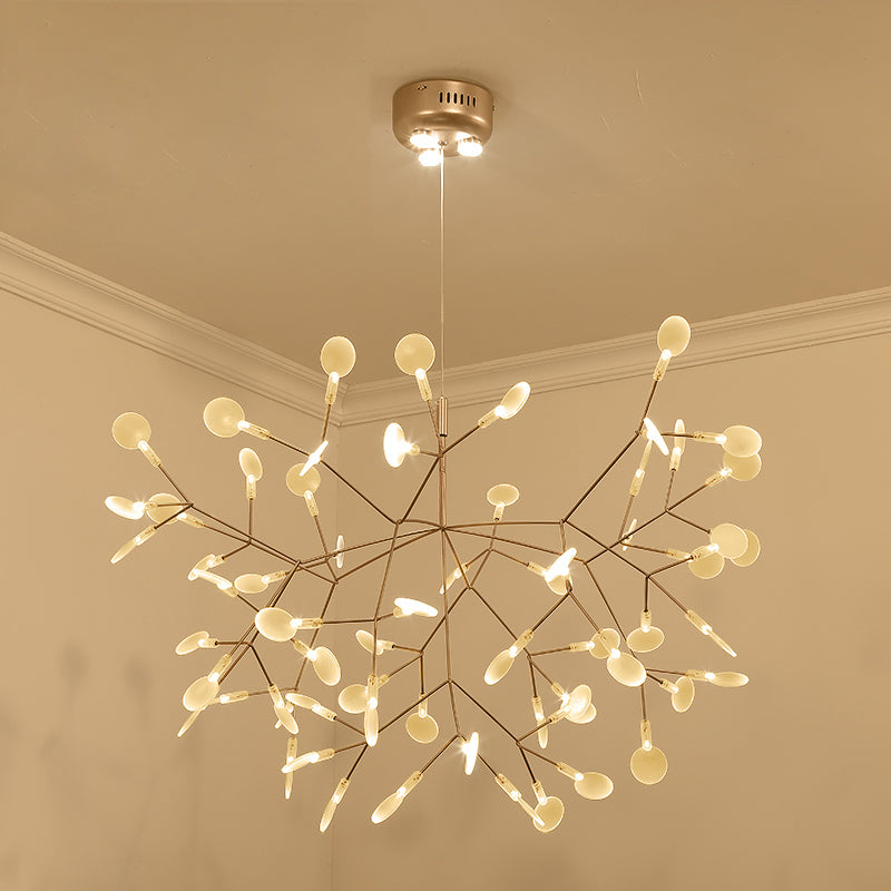 Bronze Designer Led Heracleum Chandelier: Acrylic Living Room Pendant Light Fixture 63 / Warm