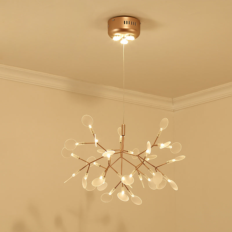 Bronze Designer Led Heracleum Chandelier: Acrylic Living Room Pendant Light Fixture 30 / Warm