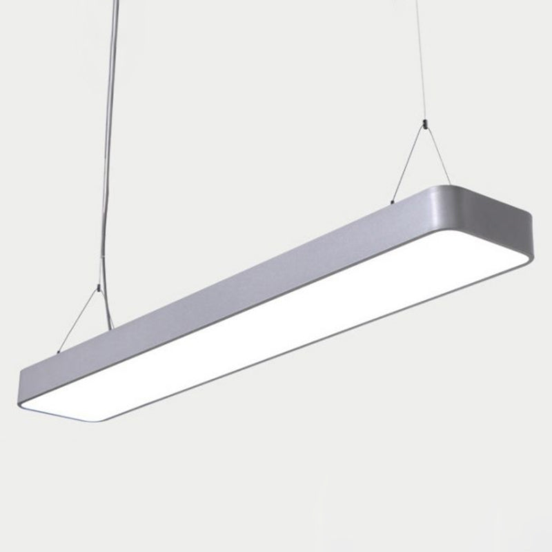Modern Rectangle Led Pendant Light For Offices With Acrylic Diffuser Silver / 23.5’