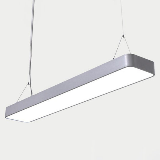 Modern Rectangle Led Pendant Light For Offices With Acrylic Diffuser Silver / 23.5’
