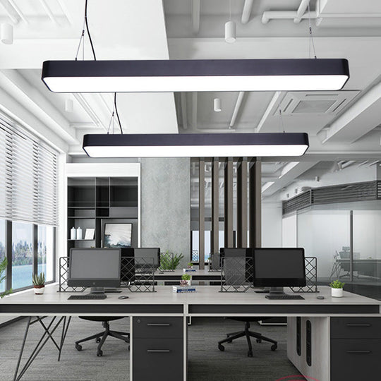 Modern Rectangle Led Pendant Light For Offices With Acrylic Diffuser