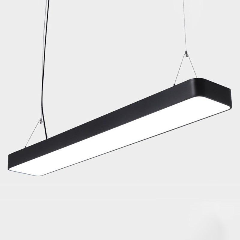 Modern Rectangle Led Pendant Light For Offices With Acrylic Diffuser Black / 23.5’