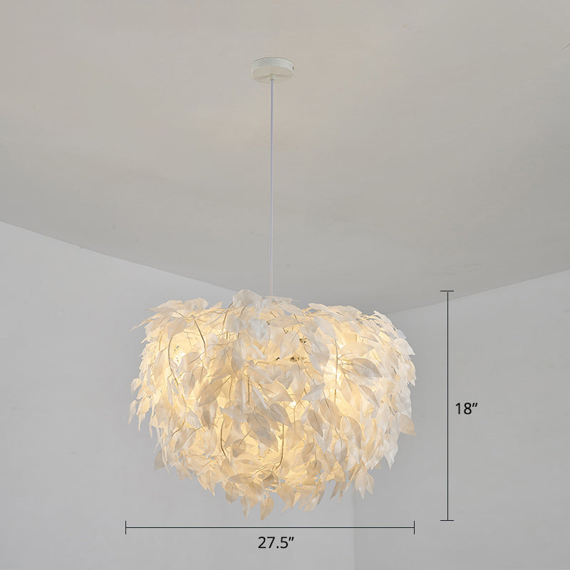 White Nordic Fabric Suspended Pendant Light For Living Room