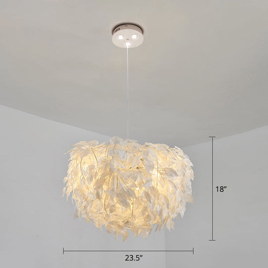 White Nordic Fabric Suspended Pendant Light For Living Room