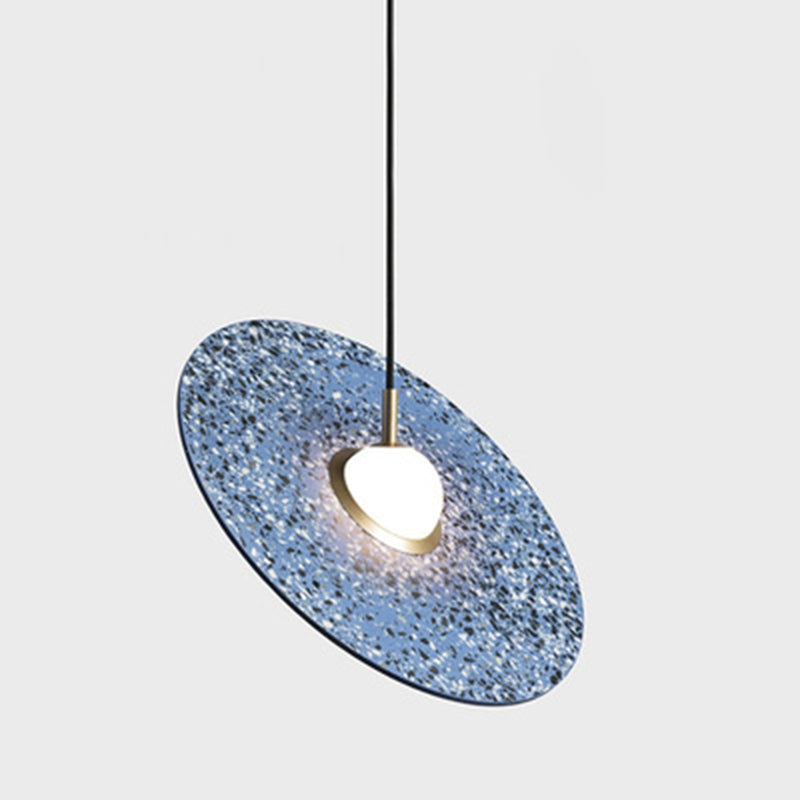 Minimalist Terrazzo Disc Suspension Ceiling Pendant Light Blue