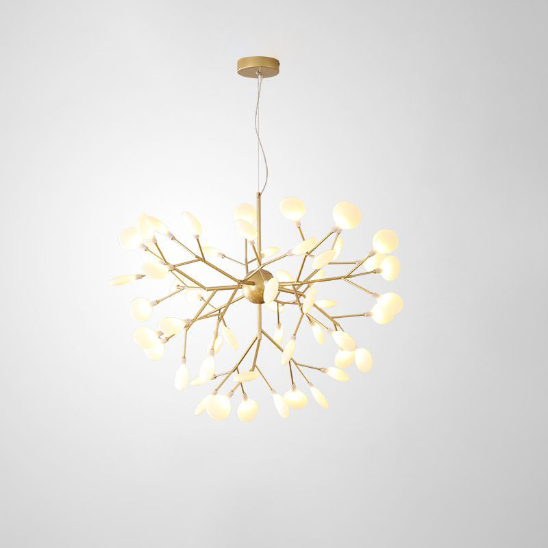 Designer Gold Acrylic Leaf Hanging Chandelier Pendant Ceiling Light For Bedroom / 35.5 Tree