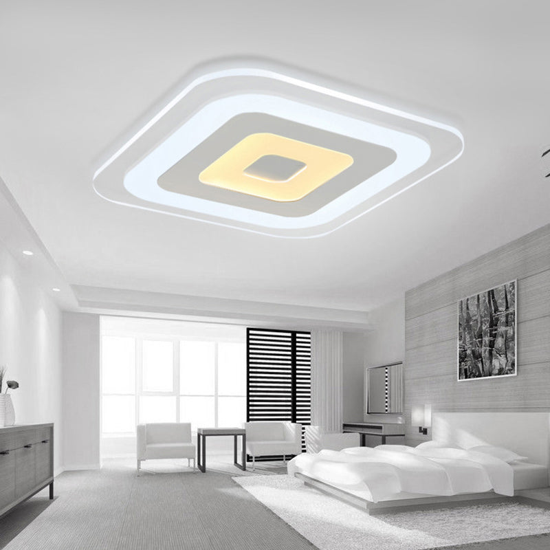 Sleek Surface Mounted Led Ceiling Light - Simplicity In White For Living Room / 8 Inner Outer Warm