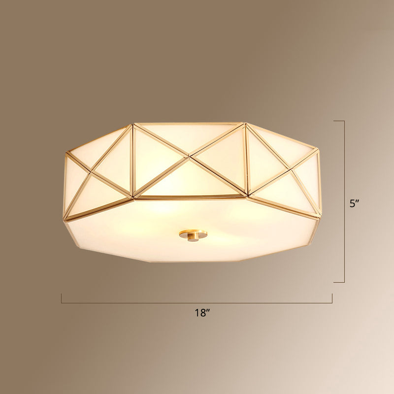 Colonial Style Gold Finish 4-Light Ceiling Flush Mount With Frosted Glass Bowl Shape