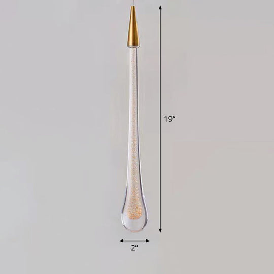 Clear Crystal Glass Suspension Pendant Light In Gold - Decorative Waterdrop Design Perfect For