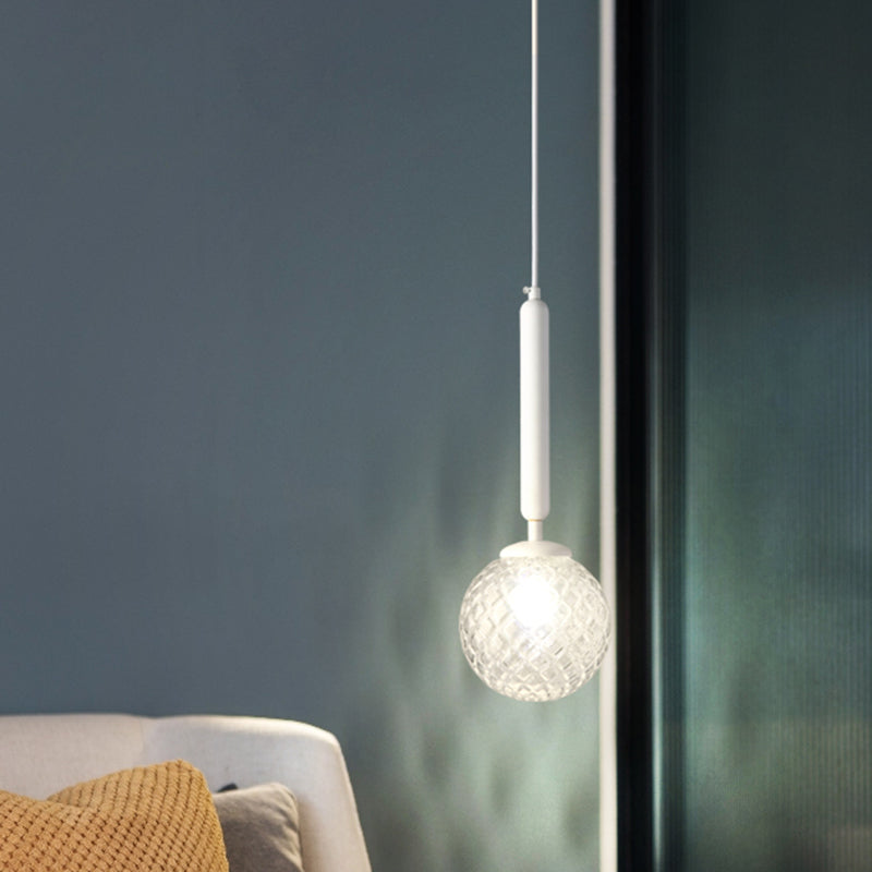 Simple Clear Glass Ball Pendant Lamp - 1-Light Suspension Lighting For Bedroom