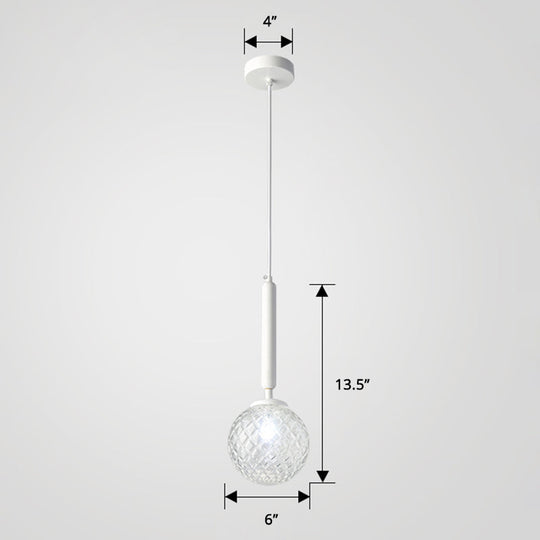 Simple Clear Glass Ball Pendant Lamp - 1-Light Suspension Lighting For Bedroom