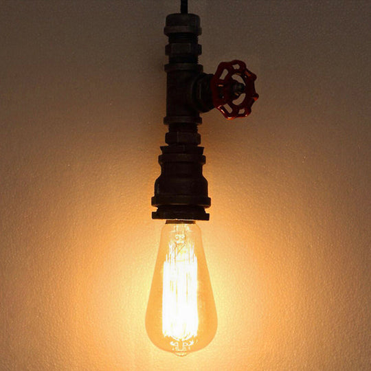 Iron Industrial 1-Light Pendant Ceiling Light With Exposed Bronze Bulb For Restaurant Down Lighting