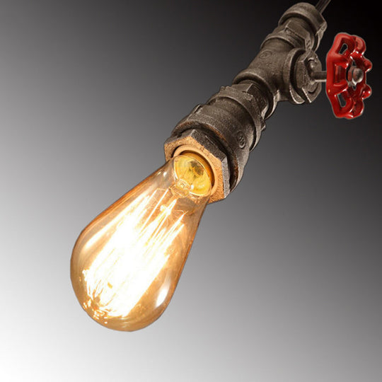 Iron Industrial 1-Light Pendant Ceiling Light With Exposed Bronze Bulb For Restaurant Down Lighting