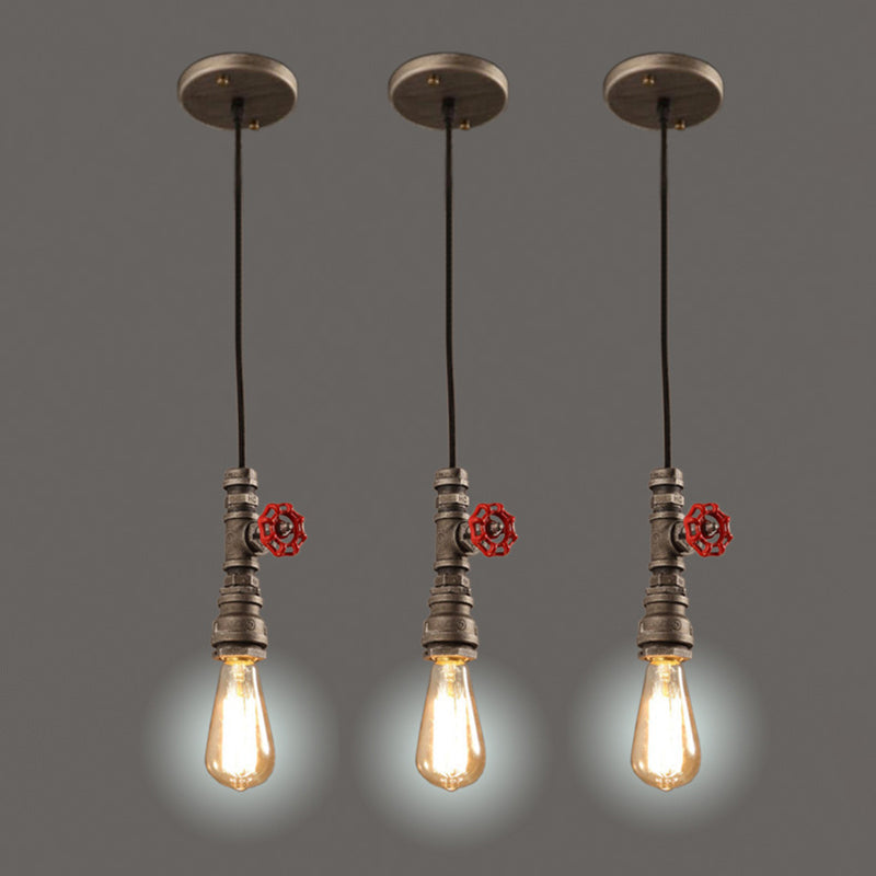 Iron Industrial 1-Light Pendant Ceiling Light With Exposed Bronze Bulb For Restaurant Down Lighting