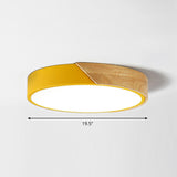 Round Led Macaron Ceiling Light With Acrylic Shade And Wood Accents