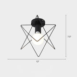 Industrial Metal Flush Ceiling Light Fixture - Cage Style Small Aisle 1 Head Black Flushmount
