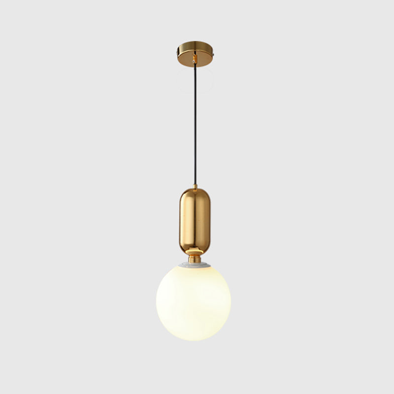 Milky Glass Ball Pendant Lamp - Simplicity 1-Bulb Lighting Fixture For Living Room Gold / 8