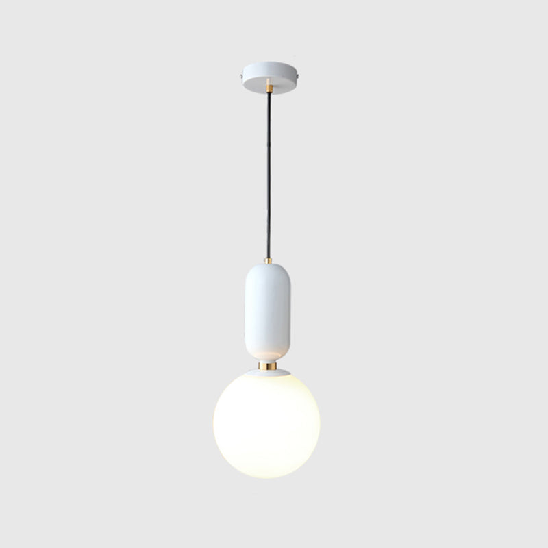 Milky Glass Ball Pendant Lamp - Simplicity 1-Bulb Fixture For Living Room Lighting White / 10’